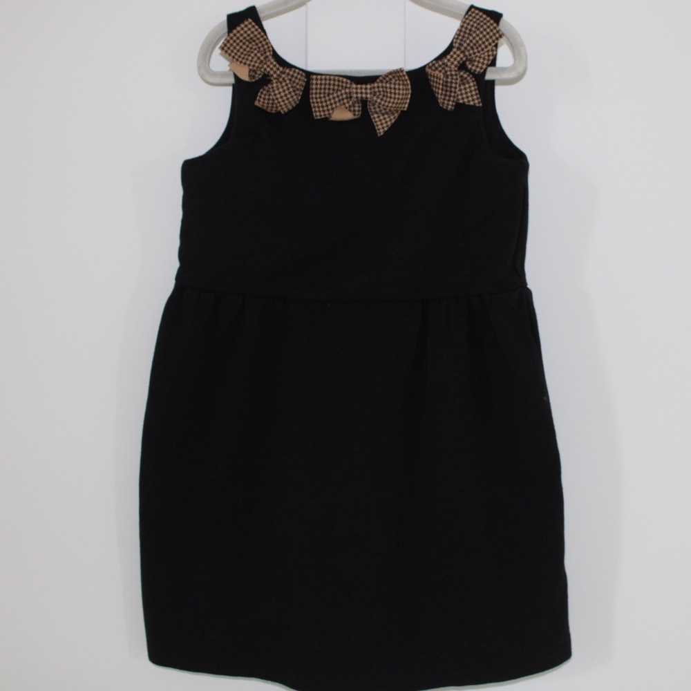 Janie and Jack Black Dress with Tan Bow Accents